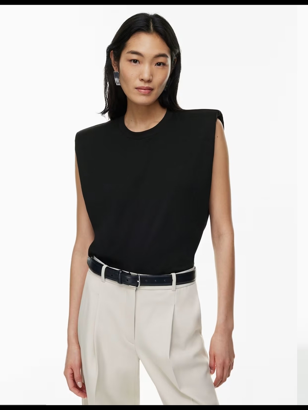 Babaton Padded-Shoulder Sleeveless Tee